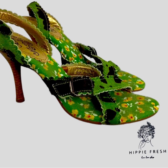 Naughty Monkey Green Strappy Heeled Sandals Size 7 - Picture 1 of 6